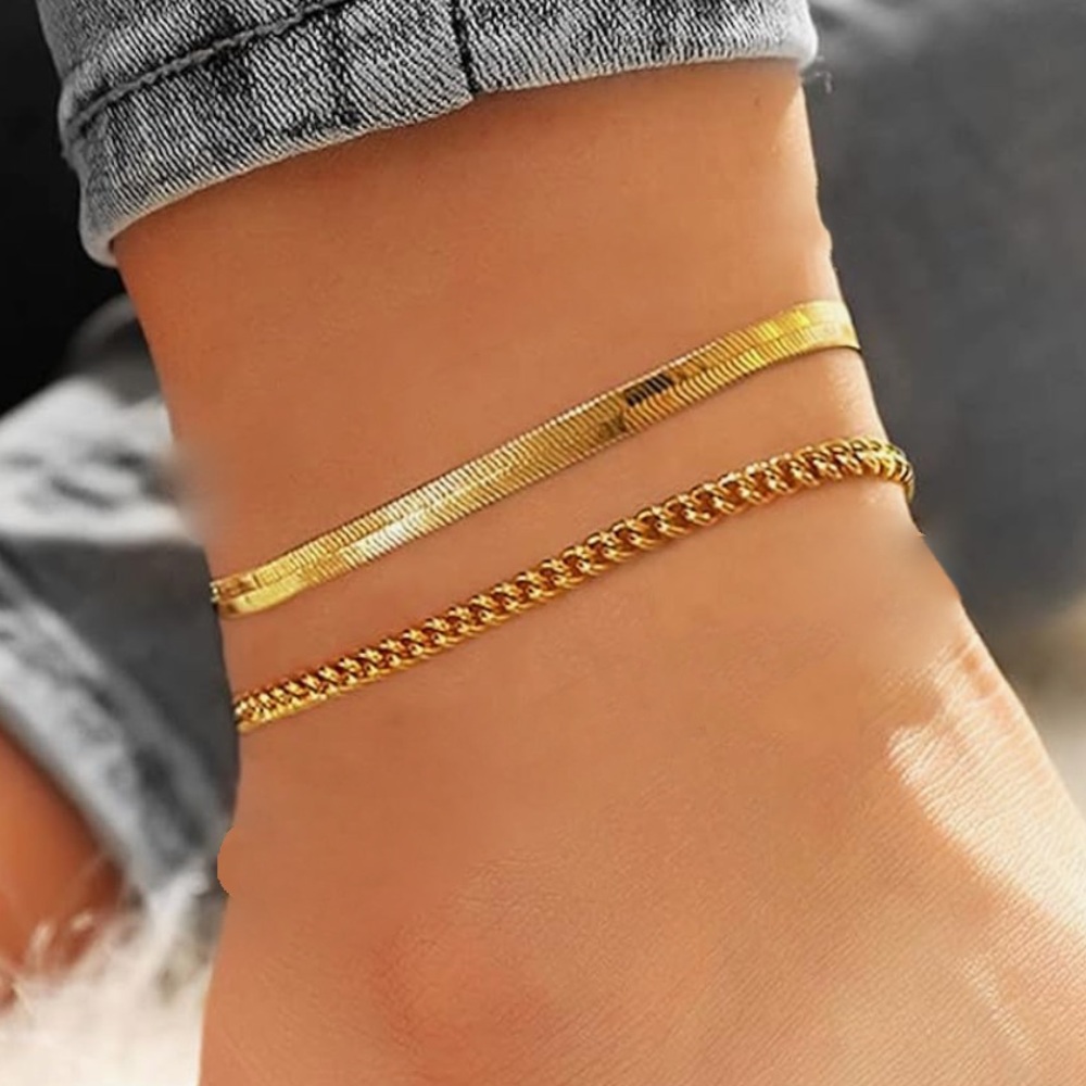 Yellow Gold Cuban Curb Anklet